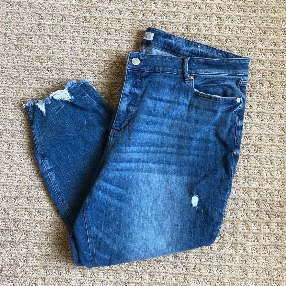 LOFT Plus Distressed Hem High Waist Straight Crop